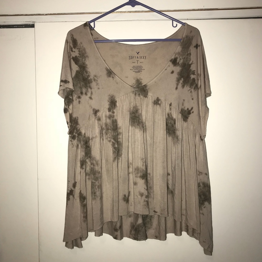 ❌SOLD❌ AE Olive Tie Dye Soft & Sexy Shirt